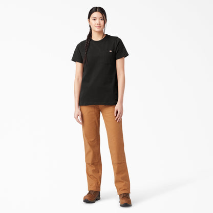 Women's Heavyweight Short Sleeve Pocket T-Shirt - Black (BK)