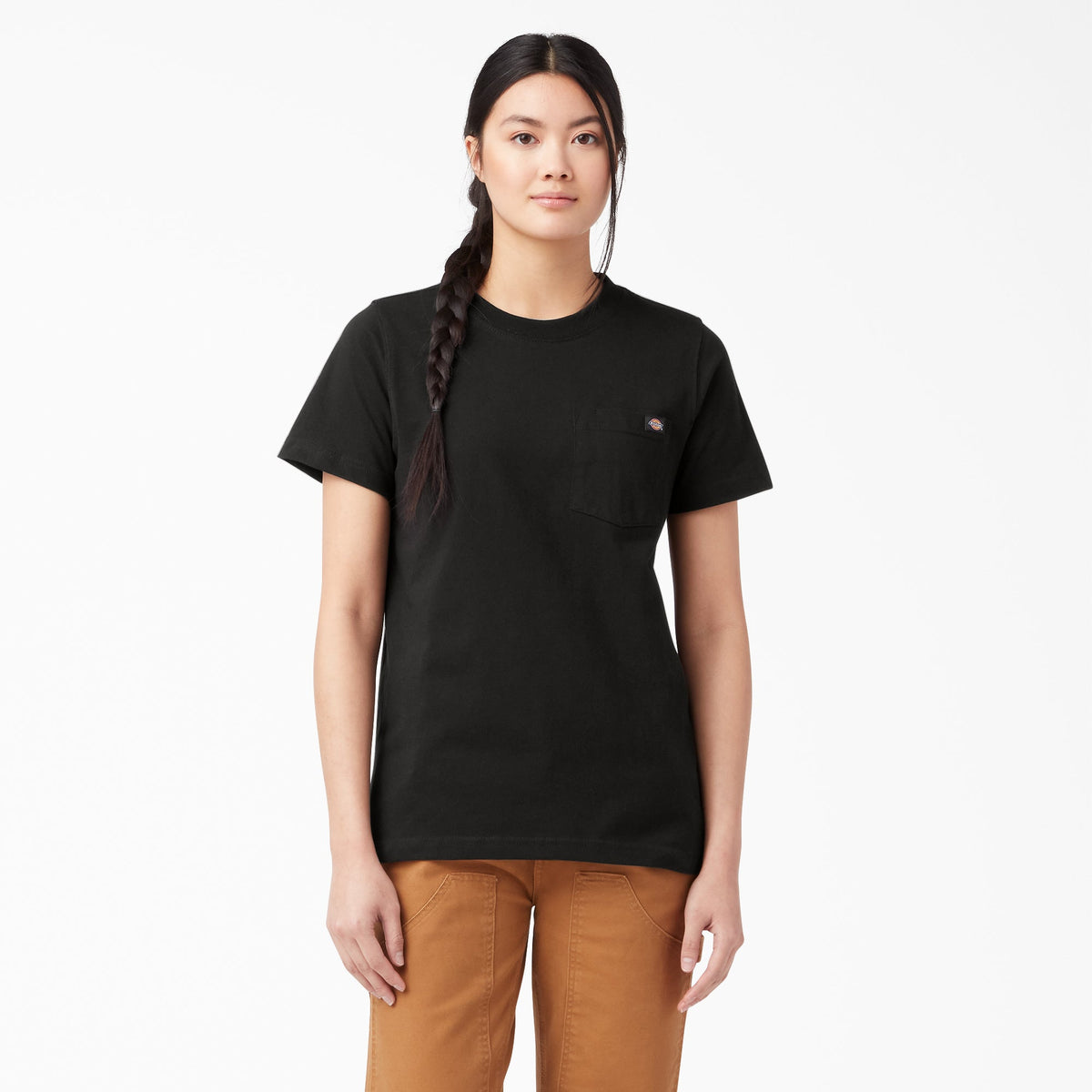 Women's Heavyweight Short Sleeve Pocket T-Shirt - Black (BK)