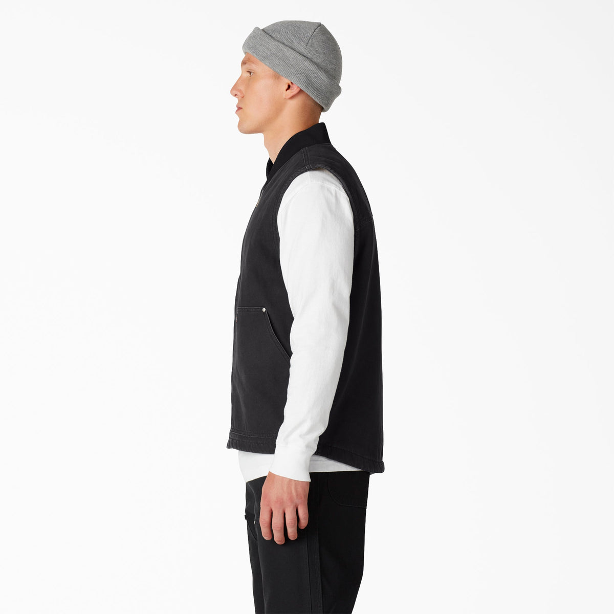 Stonewashed Duck High Pile Fleece Lined Vest - Stonewashed Black (SBK)