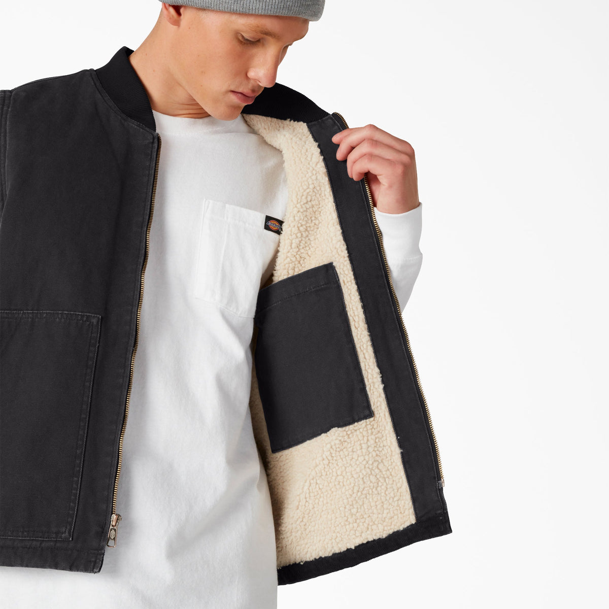 Stonewashed Duck High Pile Fleece Lined Vest - Stonewashed Black (SBK)