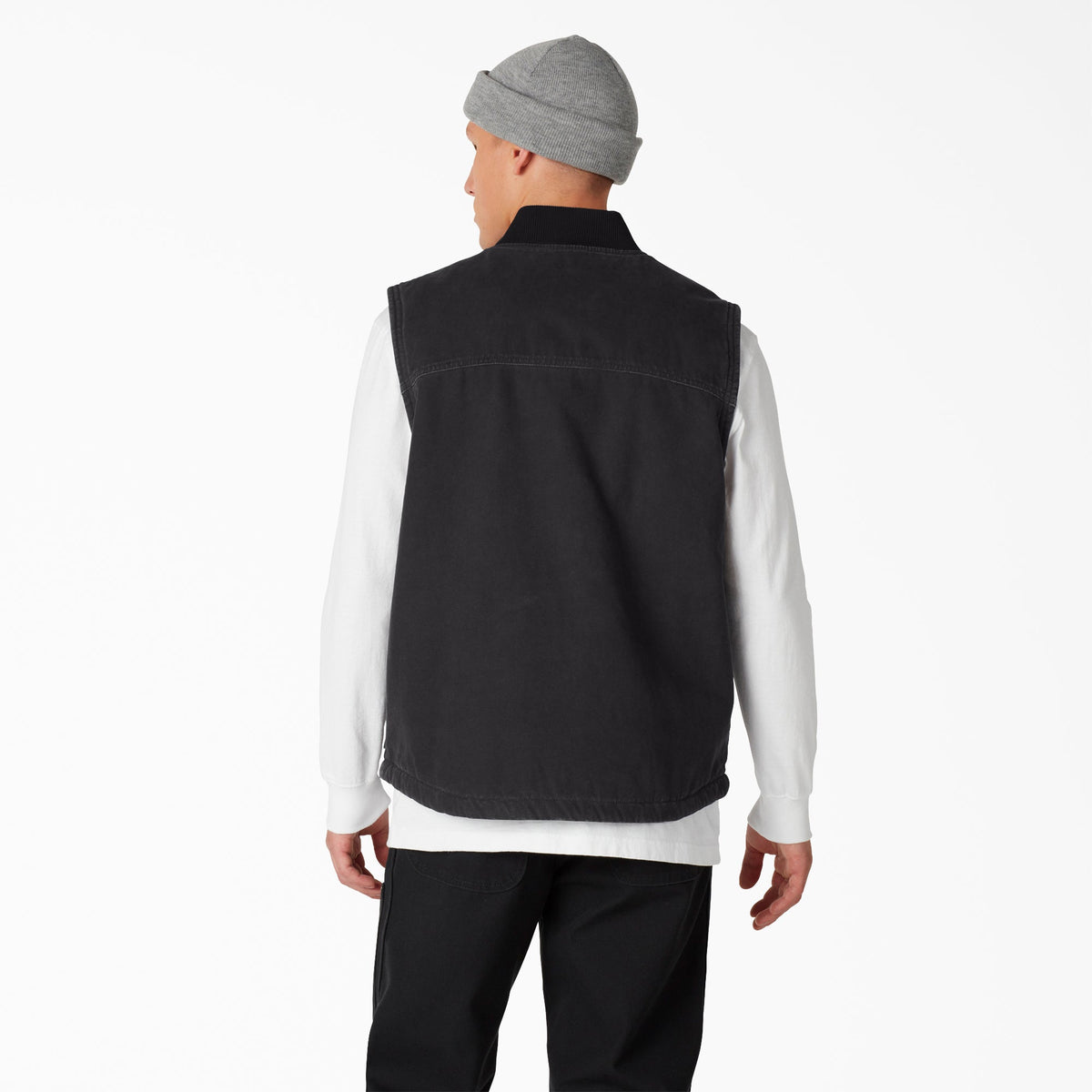 Stonewashed Duck High Pile Fleece Lined Vest - Stonewashed Black (SBK)