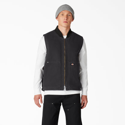 Stonewashed Duck High Pile Fleece Lined Vest - Stonewashed Black (SBK)
