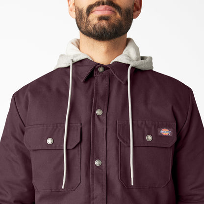 Duck Hooded Shirt Jacket - Maroon (MR)