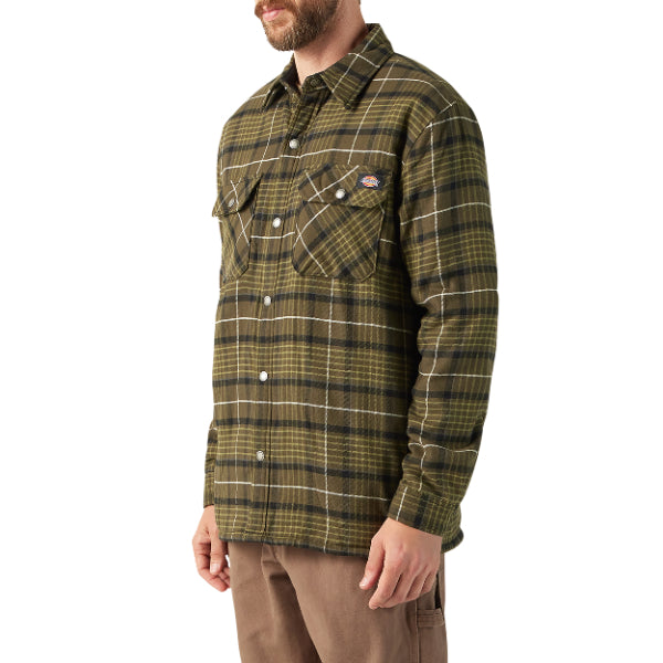 Water Repellent Fleece-Lined Flannel Shirt Jacket - Tactical Green (0GC)