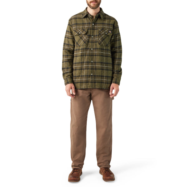 Water Repellent Fleece-Lined Flannel Shirt Jacket - Tactical Green (0GC)
