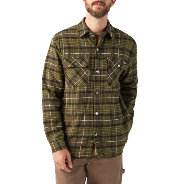 Water Repellent Fleece-Lined Flannel Shirt Jacket - Tactical Green (0GC)