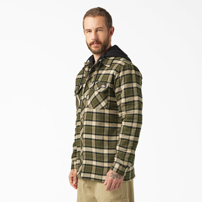 Water Repellent Flannel Hooded Shirt Jacket - Tactical Green (0GC)