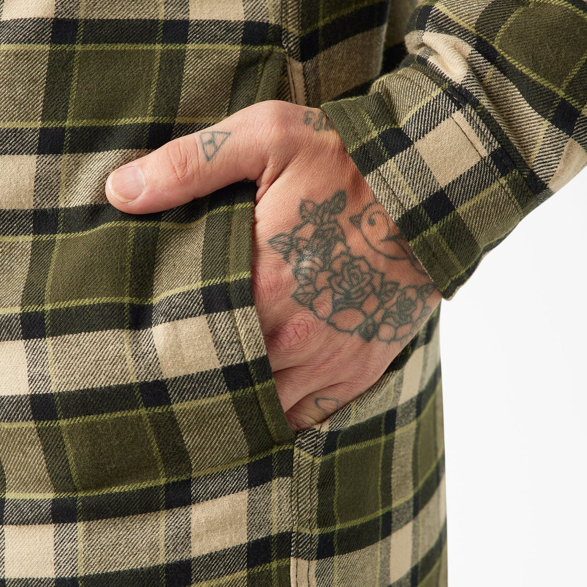 Water Repellent Flannel Hooded Shirt Jacket - Tactical Green (0GC)