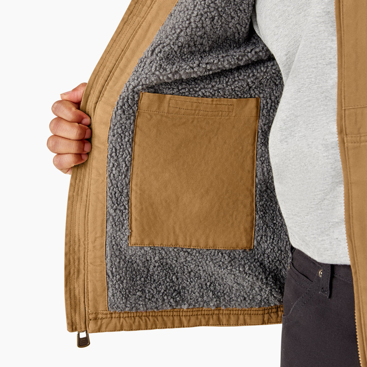 Duck Canvas High Pile Fleece Lined Jacket - Rinsed Brown Duck (RBD)