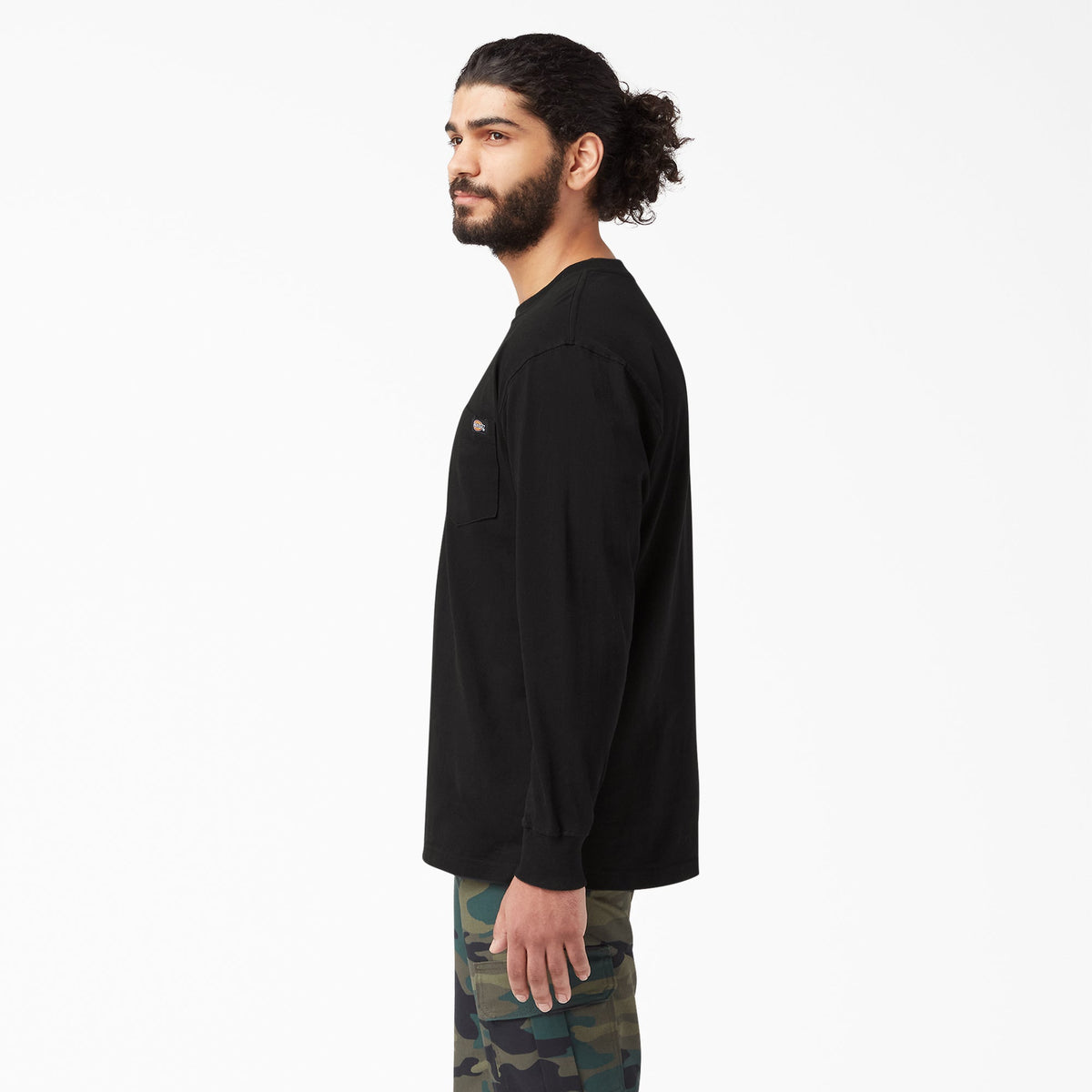 Heavyweight Long Sleeve Pocket T-Shirt - Black (BK)