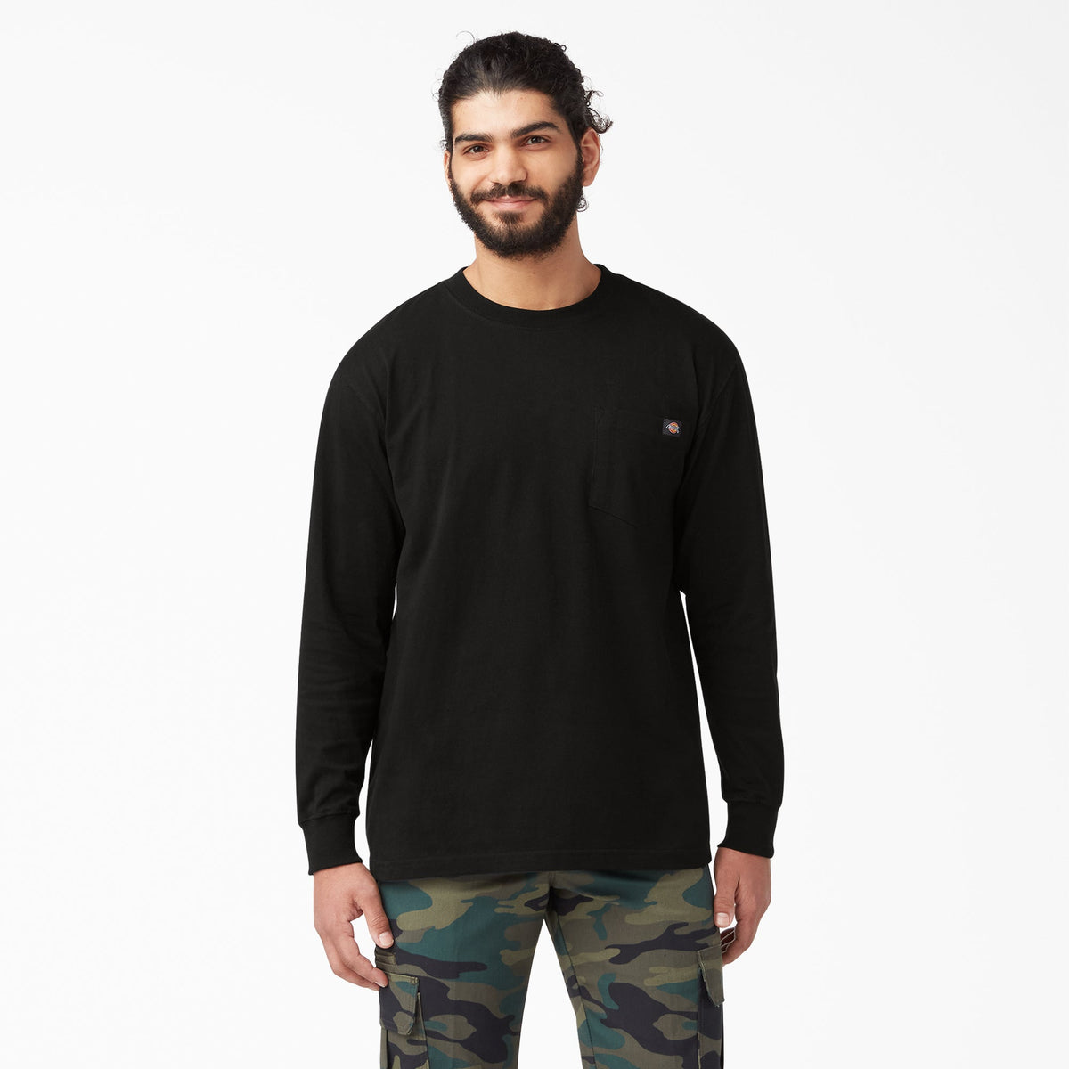 Heavyweight Long Sleeve Pocket T-Shirt - Black (BK)