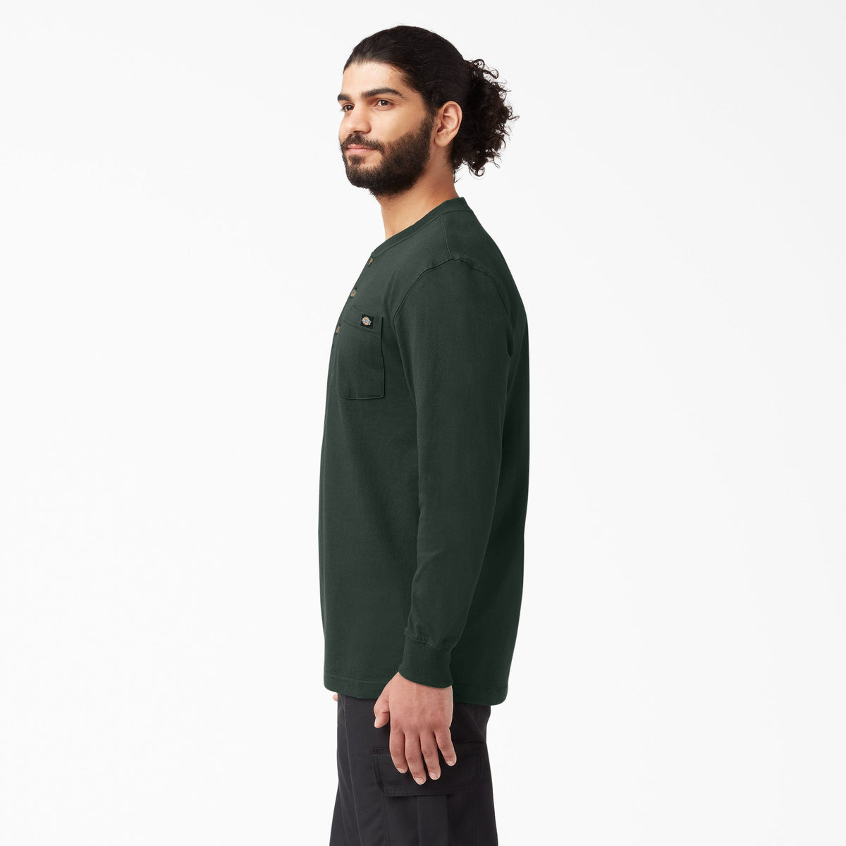 Heavyweight Long Sleeve Henley T-Shirt - Hunter Green (GH)