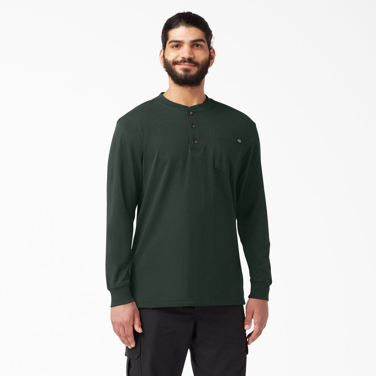 Heavyweight Long Sleeve Henley T-Shirt - Hunter Green (GH)
