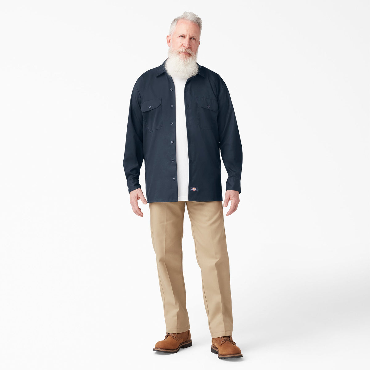 FLEX Relaxed Fit Long Sleeve Work Shirt - Dark Navy (DN)
