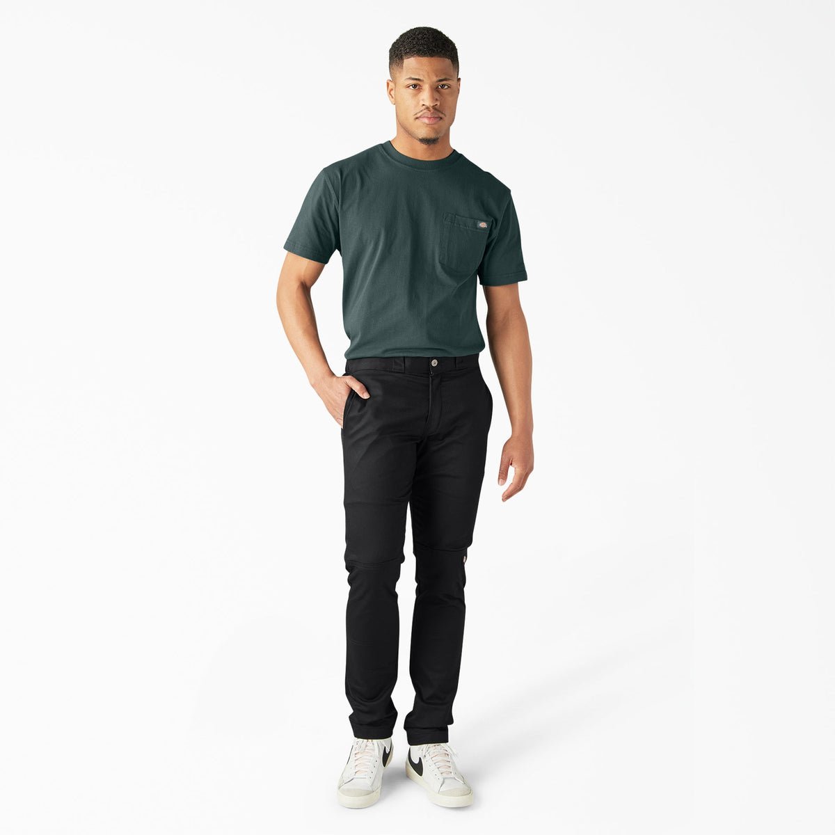 FLEX Skinny Fit Double Knee Work Pants - Black (BK)