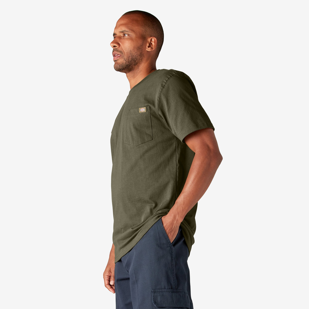 Heavyweight Short Sleeve Pocket T-Shirt - Military Green (ML)