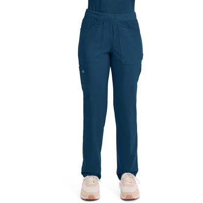 Women's Balance Mid Rise Tapered Leg Pull-On Scrub Pant - Caribbean Blue (CRB)