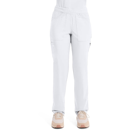 Women's Balance Mid Rise Tapered Leg Pull-On Scrub Pant - White (DWH)