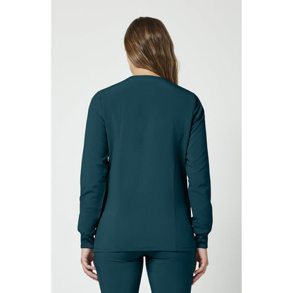 Women's EDS Essentials Snap Front Warm-Up Scrub Jacket - Caribbean Blue (CRB)