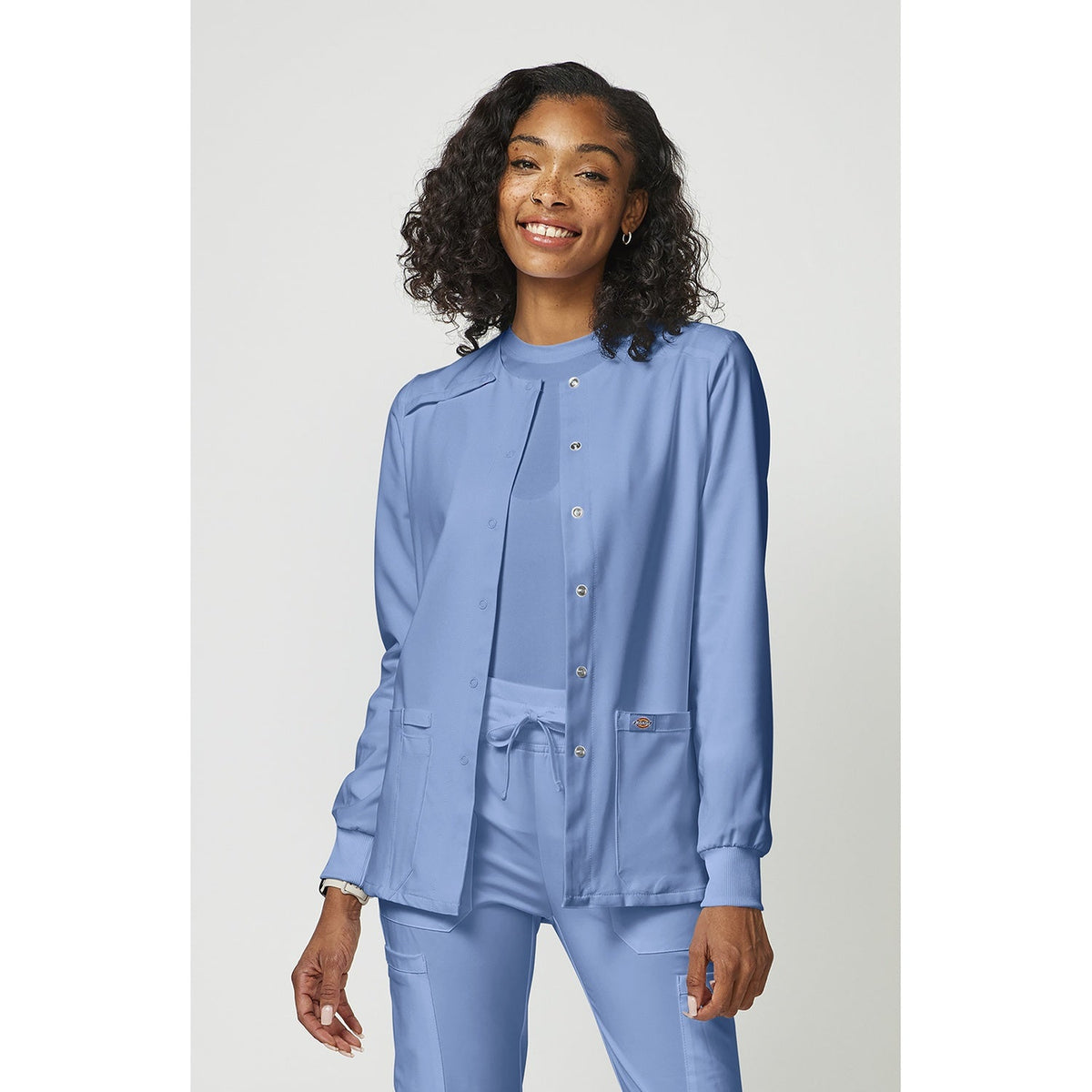 Women's EDS Essentials Snap Front Warm-Up Scrub Jacket - Ceil Blue (CBL)