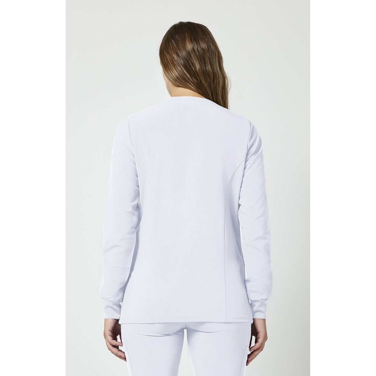 Women's EDS Essentials Snap Front Warm-Up Scrub Jacket - White (DWH)