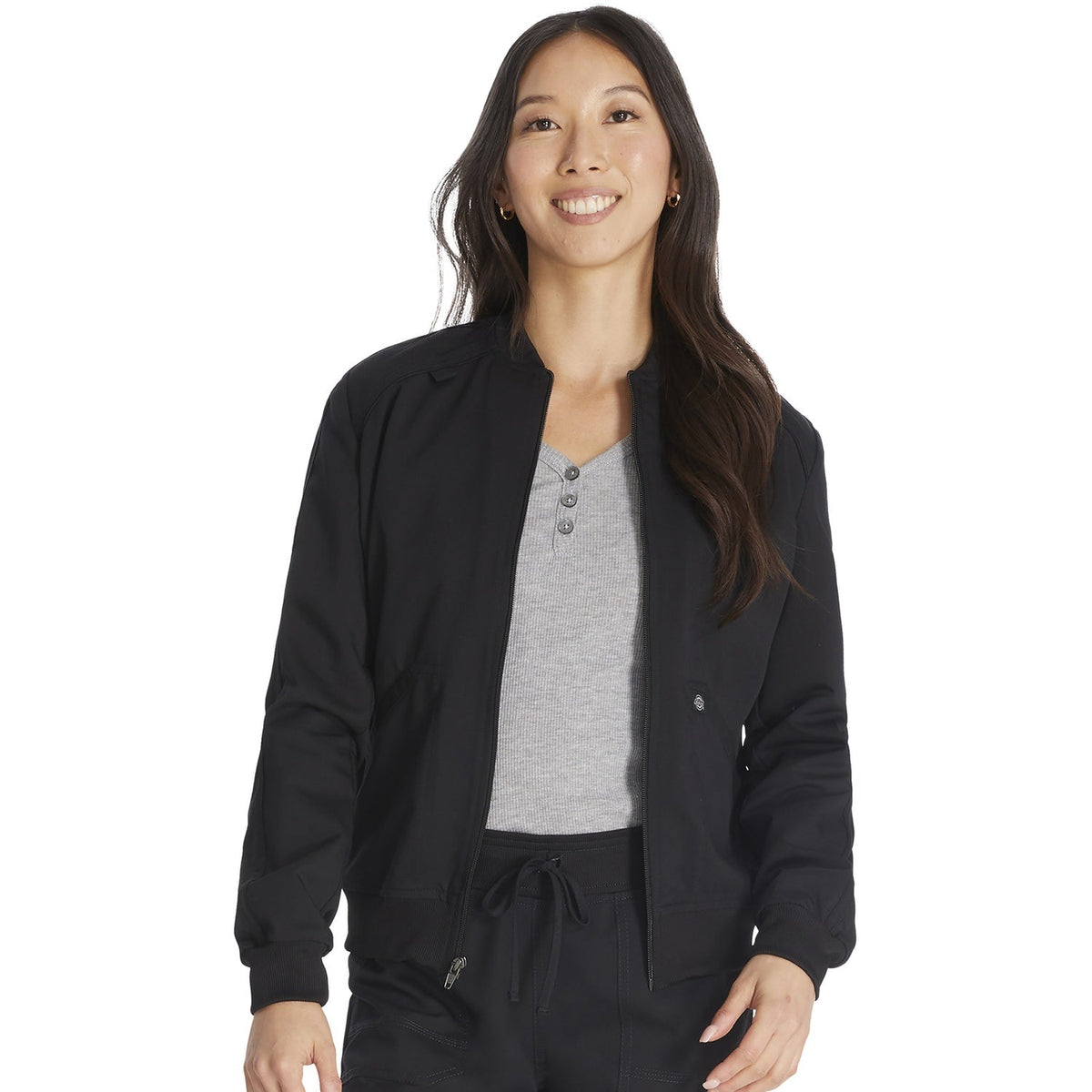Women's Balance Zip Front Scrub Jacket - Black (BLK)