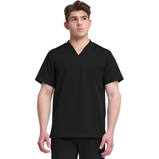 Men's Dynamix Tuckable V-Neck Scrub Top - Black (BLK)