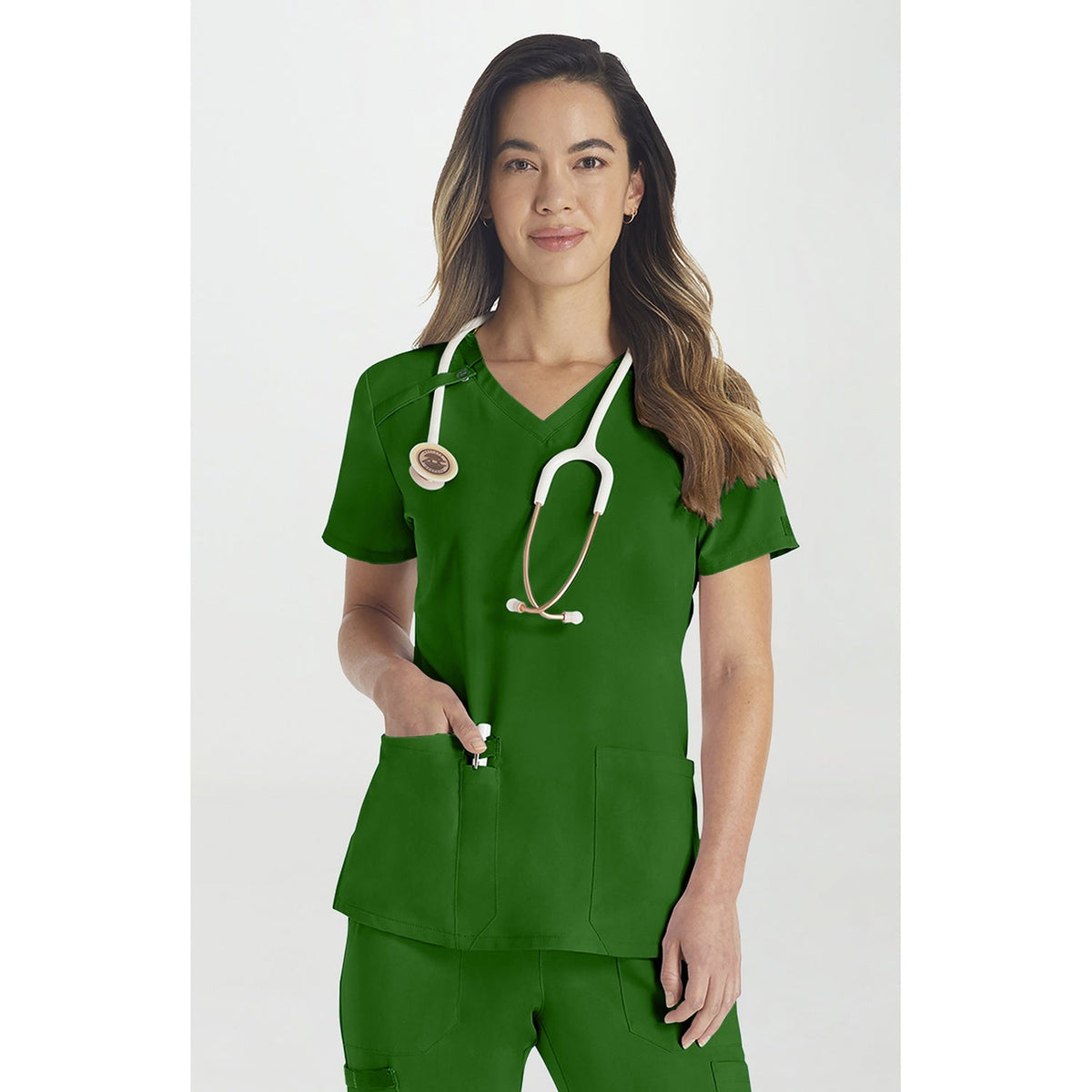 Women's EDS Essentials V-Neck Scrub Top - Fern (E2R)