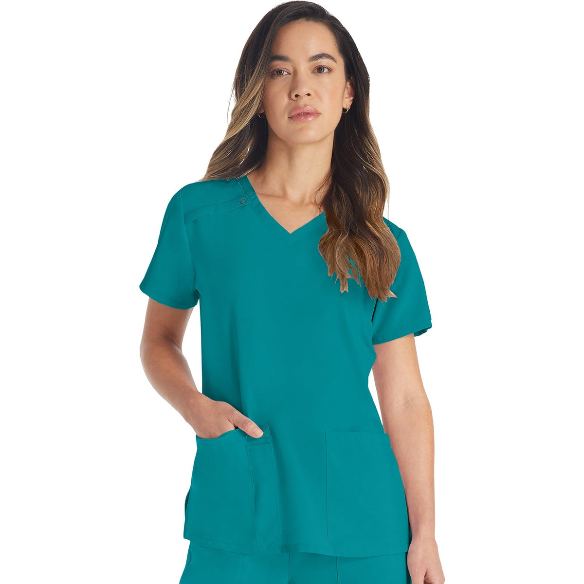 Women's EDS Essentials V-Neck Scrub Top - Teal Blue (TLB)
