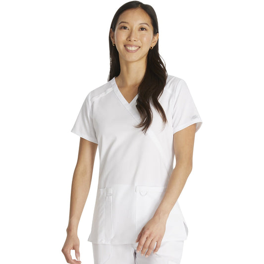 Women's EDS Essentials Mock Wrap Scrub Top - White (DWH)