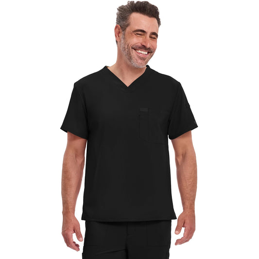 Men's EDS Essentials Tuckable V-Neck Scrub Top - Black (BLK)