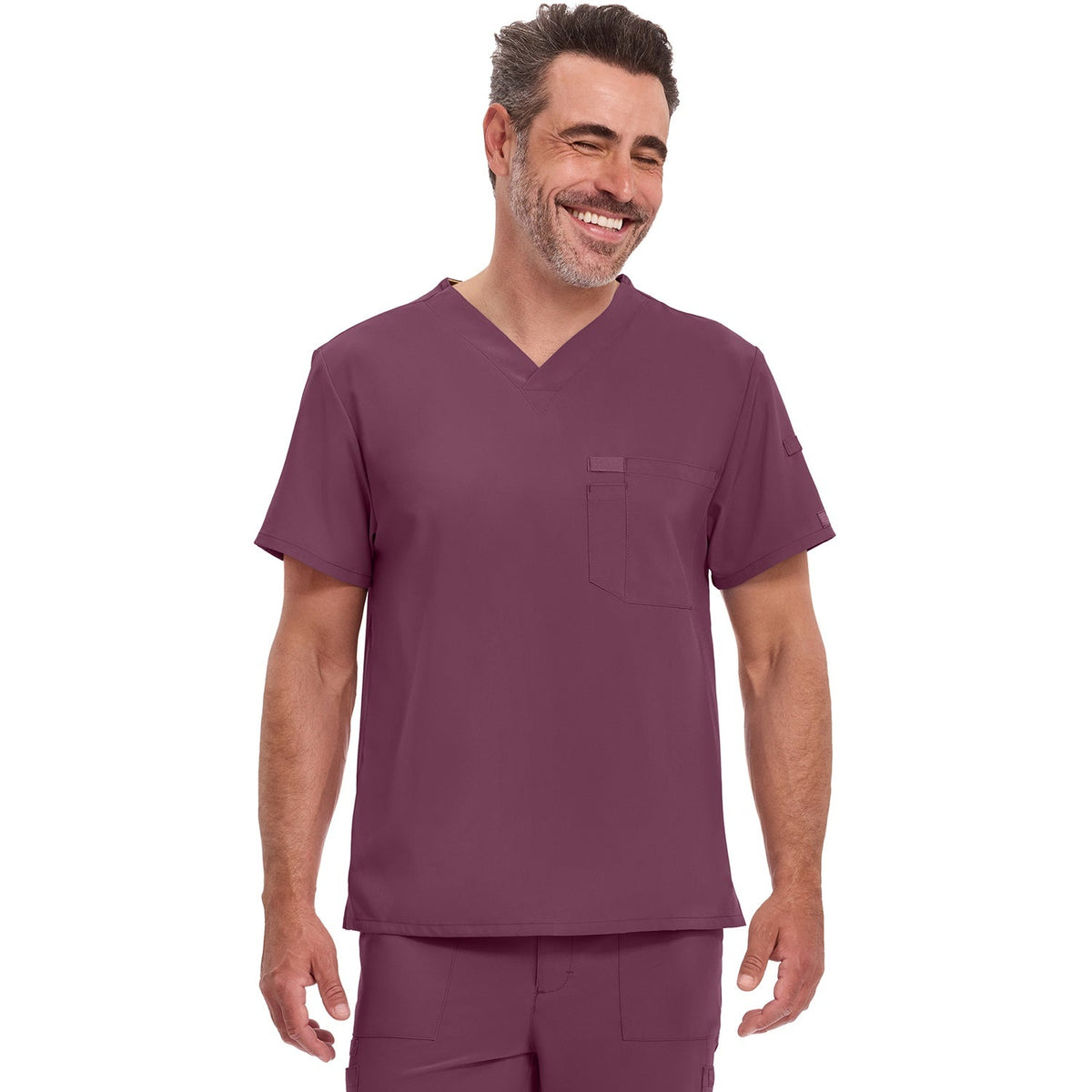 Men's EDS Essentials Tuckable V-Neck Scrub Top - Wine (WIN)