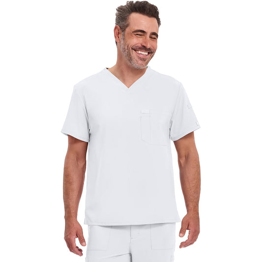 Men's EDS Essentials Tuckable V-Neck Scrub Top - White (DWH)