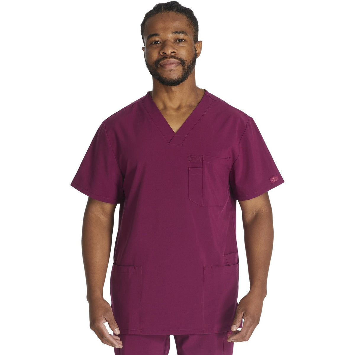 Men's EDS Essentials V-Neck Scrub Top - Wine (WIN)