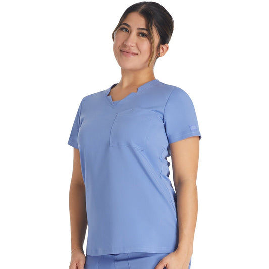 Women's Balance Notched V-Neck Scrub Top - Ceil Blue (CBL)