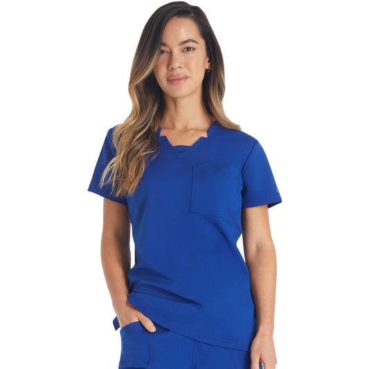 Women's Balance Notched V-Neck Scrub Top - Galaxy Blue (GBL)