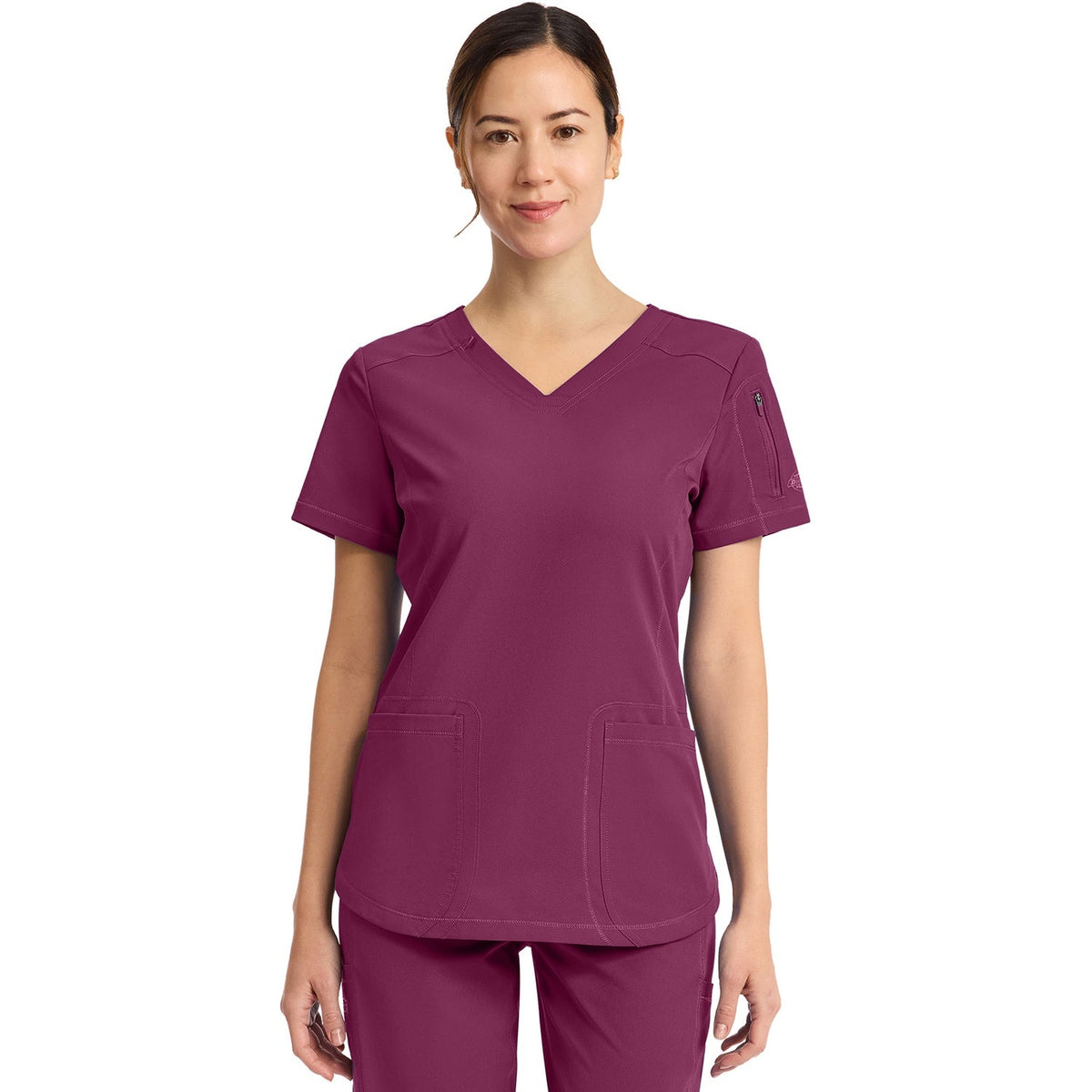 Women's Dynamix V-Neck Scrub Top - Wine (WIN)