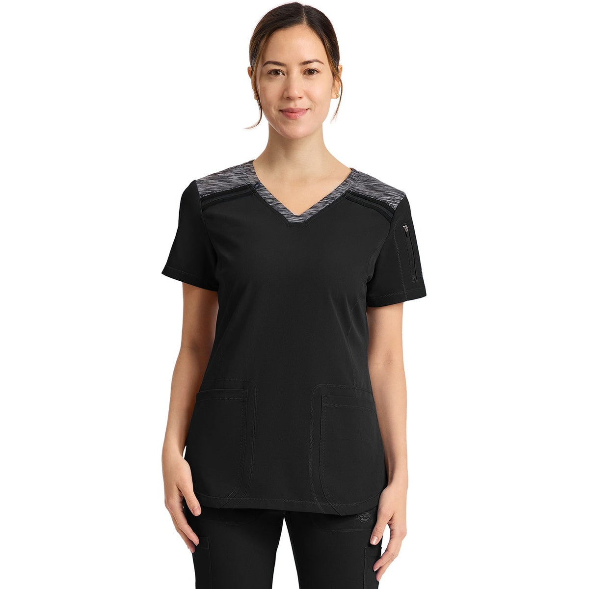 Women's Dynamix V-Neck Scrub Top - Black (BLK)