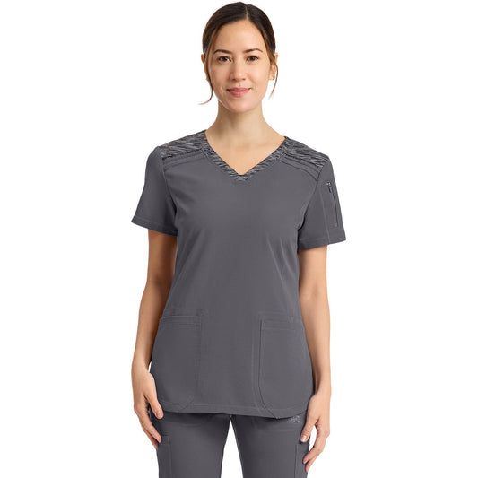 Women's Dynamix V-Neck Scrub Top - Pewter Gray (PEW)