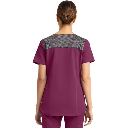 Women's Dynamix V-Neck Scrub Top - Wine (WIN)