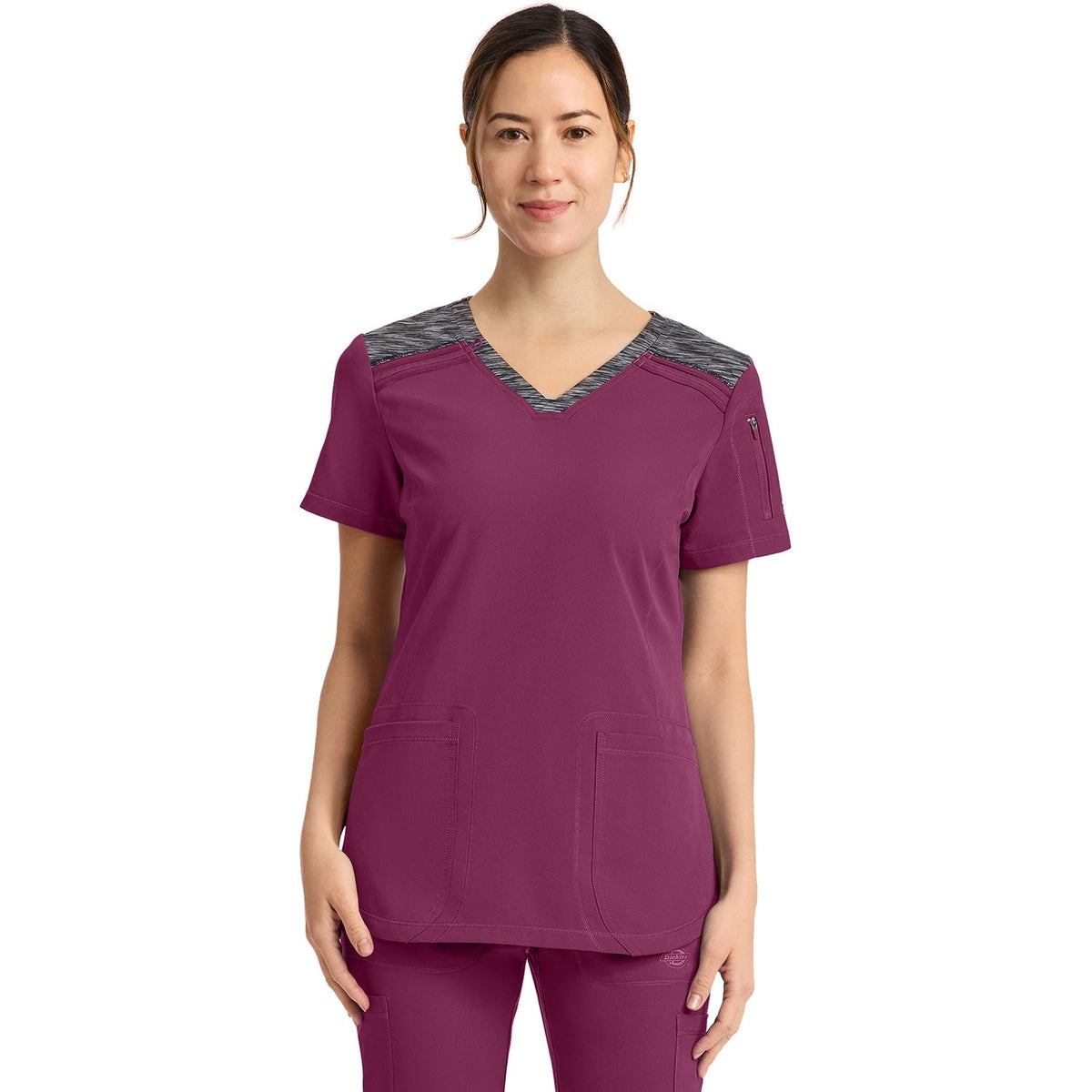 Women's Dynamix V-Neck Scrub Top - Wine (WIN)