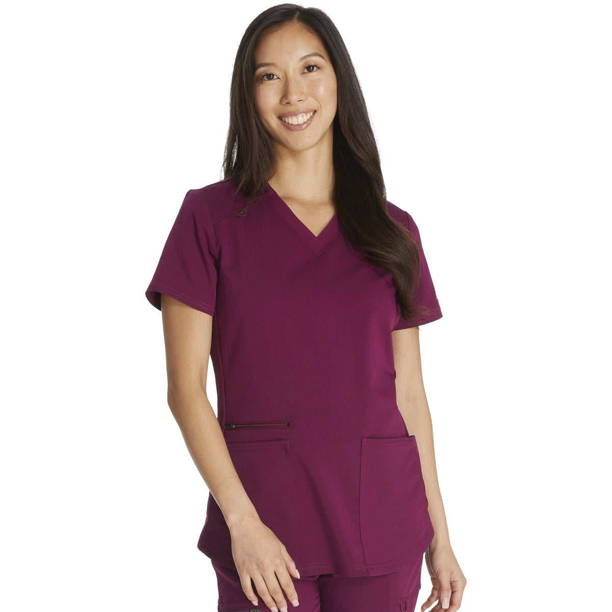 Women's Balance V-Neck Scrub Top - Wine (WIN)