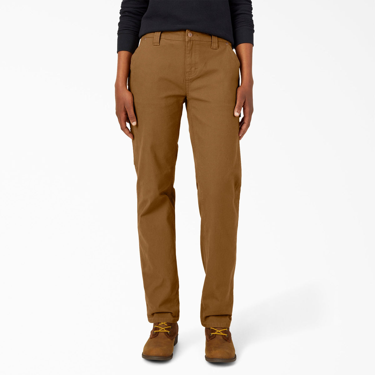 Women's FLEX Relaxed Straight Fit Duck Carpenter Pants - Rinsed Brown Duck (RBD)