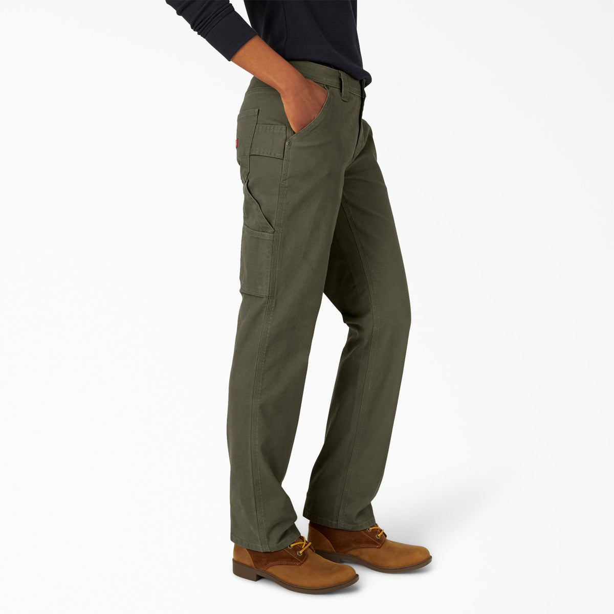 Women's FLEX Relaxed Straight Fit Duck Carpenter Pants - Rinsed Moss Green (RMS)