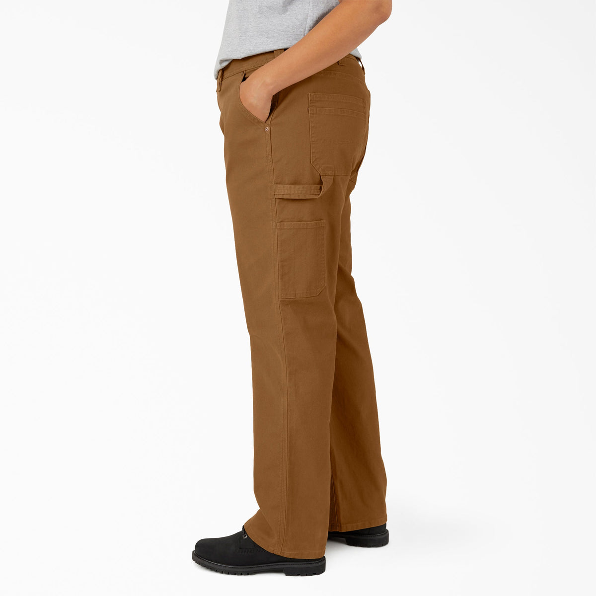 Women's Plus FLEX Relaxed Straight Fit Duck Carpenter Pants - Rinsed Brown Duck (RBD)