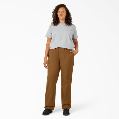 Women's Plus FLEX Relaxed Straight Fit Duck Carpenter Pants - Rinsed Brown Duck (RBD)