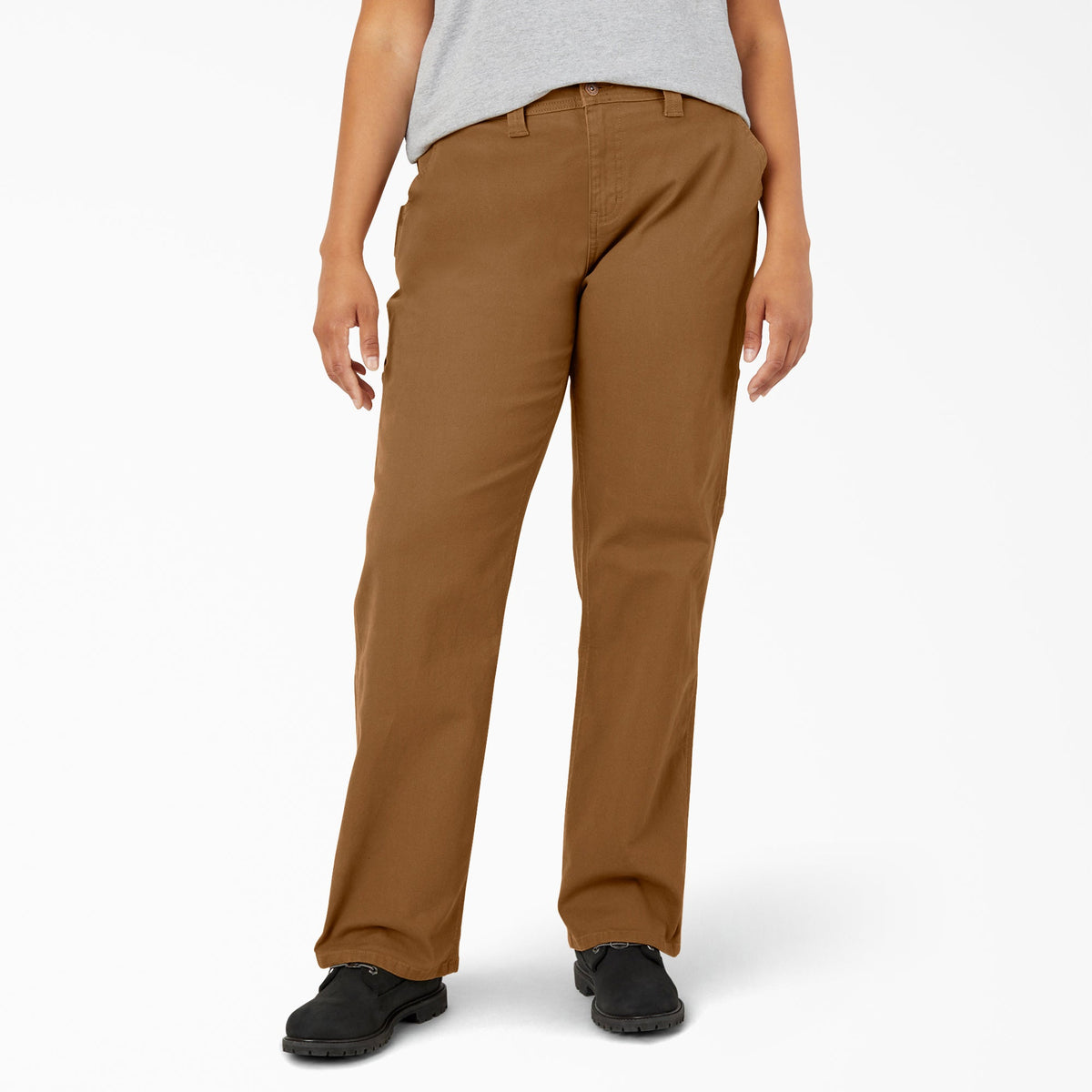 Women's Plus FLEX Relaxed Straight Fit Duck Carpenter Pants - Rinsed Brown Duck (RBD)