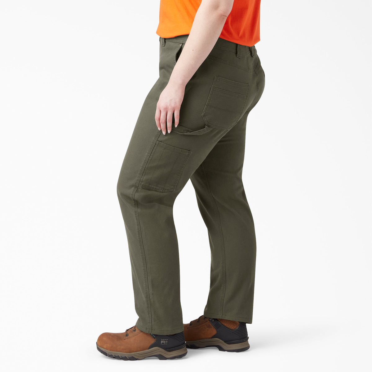 Women's Plus FLEX Relaxed Straight Fit Duck Carpenter Pants - Rinsed Moss Green (RMS)