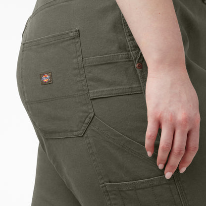 Women's Plus FLEX Relaxed Straight Fit Duck Carpenter Pants - Rinsed Moss Green (RMS)