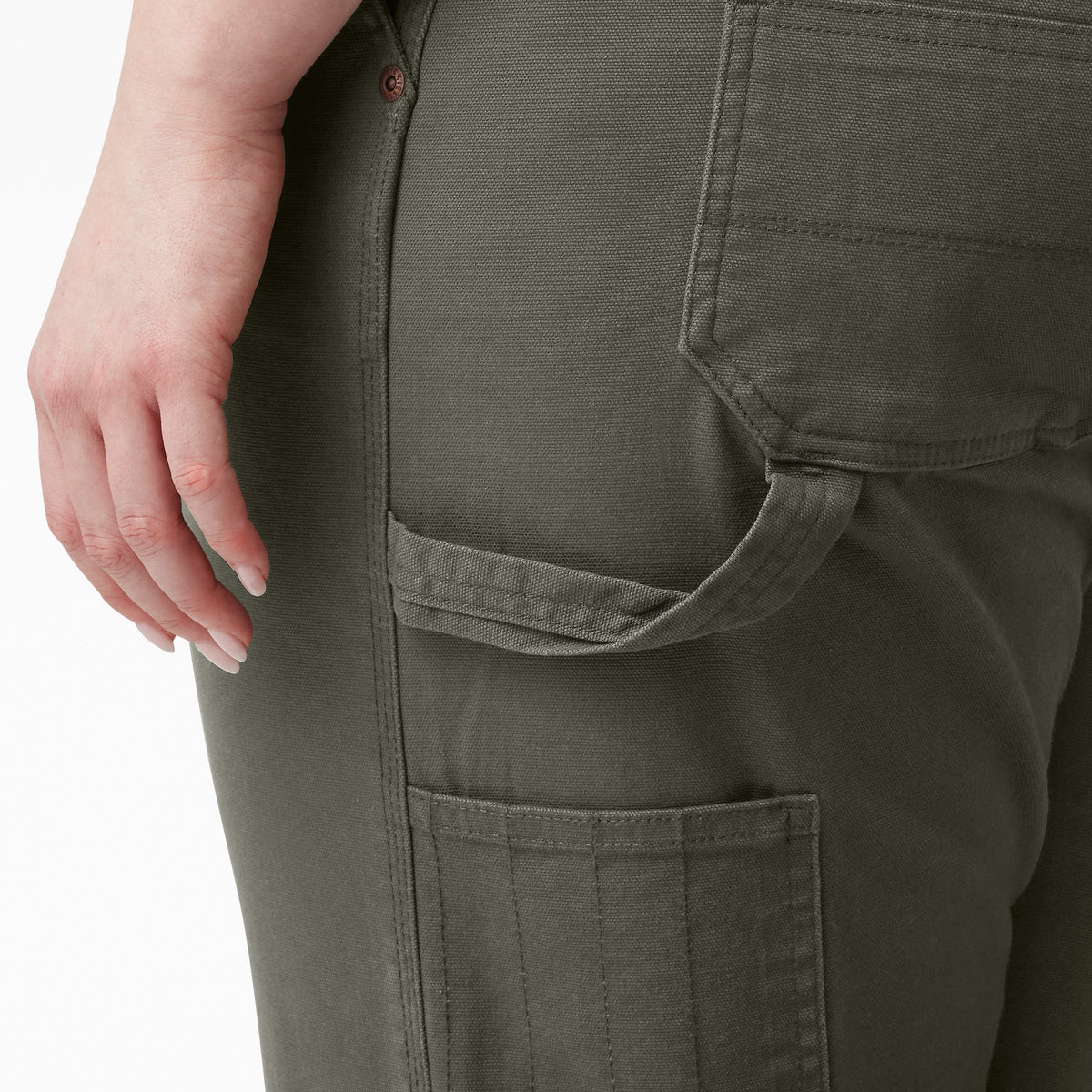 Women's Plus FLEX Relaxed Straight Fit Duck Carpenter Pants - Rinsed Moss Green (RMS)